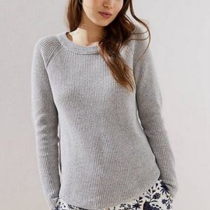 Loft Gray White Marled Keyhole Back Sweater tourism.sg.gov.lk